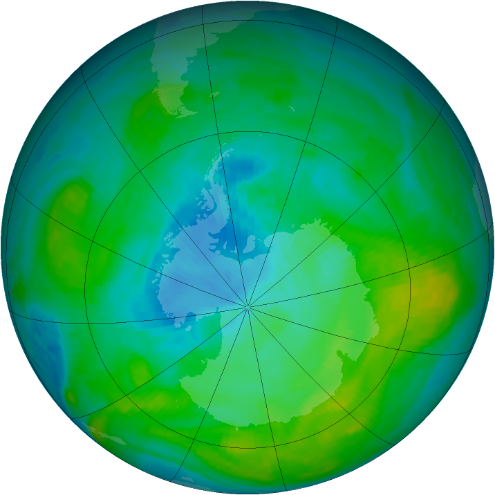 Antarctic ozone map for 06 February 1982